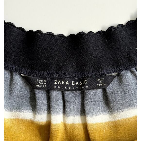 Zara Navy Blue and Mustard Stripes Off The Shoulder Top XS - Picture 3 of 7